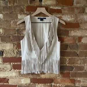 French Connection Avier Suedette Fringe Waistcoat
